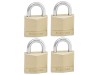 Master Lock Solid Brass 30mm Padlock 4-Pin - Keyed Alike x 4