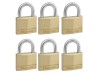 Master Lock Solid Brass 40mm Padlock 4-Pin - Keyed Alike x 6