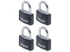 Master Lock Aluminium Black Vinyl Cover 40mm Padlock 4-Pin - Keyed Alike x 4