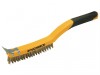 Roughneck Carbon Steel Wire Brush Soft Grip with Scraper 355mm (14in) - 3 Row