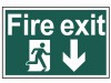Scan Fire Exit Running Man Arrow Down - PVC (300 x 200mm)