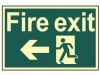 Scan Fire Exit Running Man Arrow Left - Photoluminescent 300 x 200mm