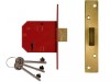 UNION 2134E 5 Lever BS Mortice Deadlock Satin Brass Finish 67mm 2.5in Box