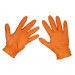 Sealey Orange Diamond Grip Extra-Thick Nitrile Powder- Free Gloves Large - Pack of 50